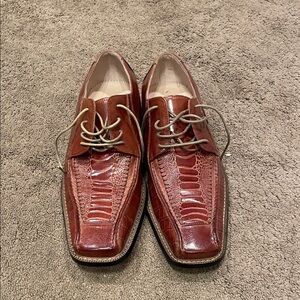 Men's Elegant Brown Crocodile Pattern Oxfords